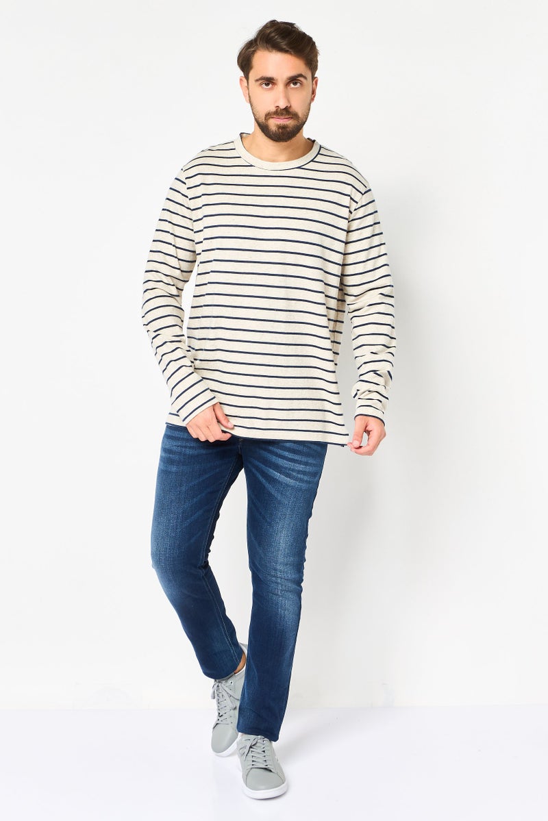 Celio Men Crew Neck Stripe Long Sleeve Sweatshirt, Multicolor - Image 4