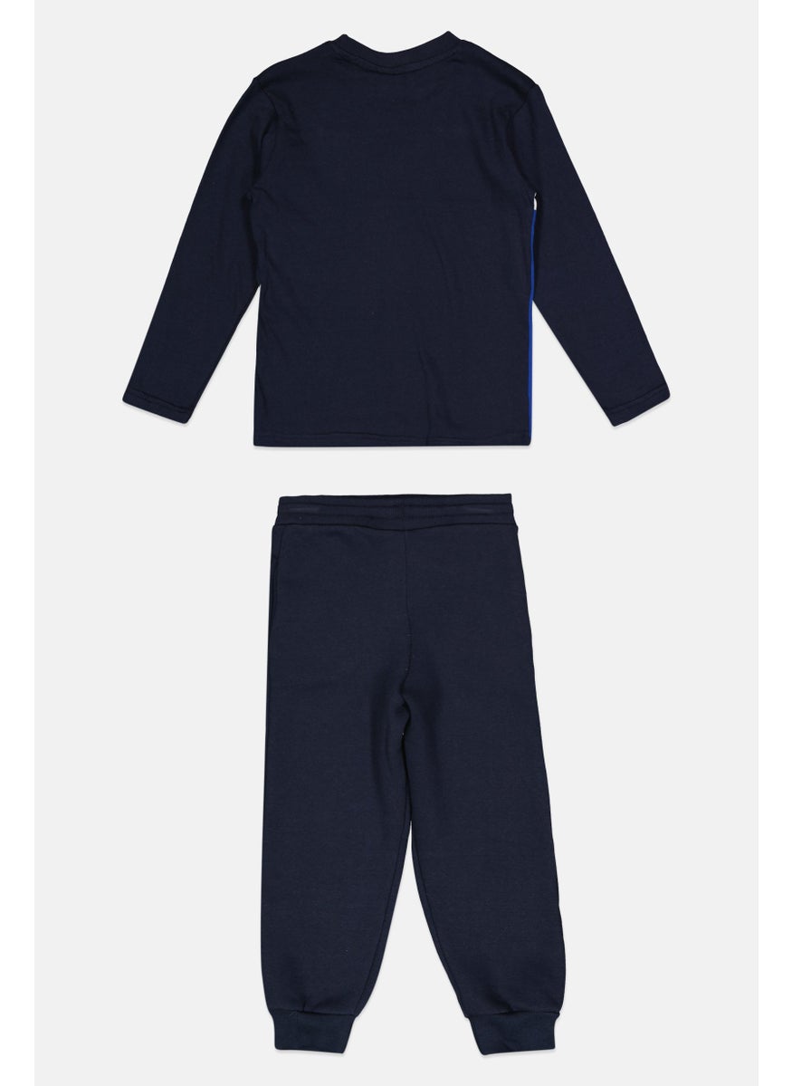 Ellesse Toddlers Boy 3 Pcs Brand Logo Sweatshirt And Sweatpants, Navy  - Image 3
