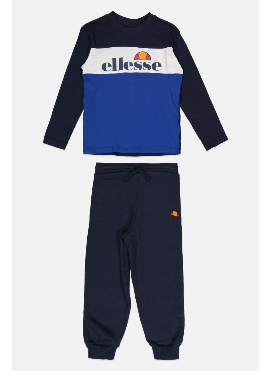 Ellesse Toddlers Boy 3 Pcs Brand Logo Sweatshirt And Sweatpants, Navy  - Image 1