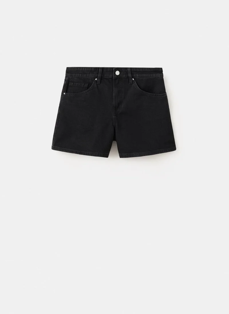 Mango TN-TEJANO NEGRO Straight-Fit Denim Shorts for Women | Best Price UAE