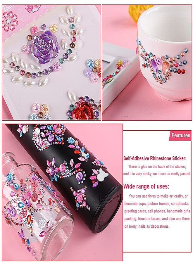 Ourart 14 Sheets Rhinestones Stickers, Self-Adhesive Craft Jewels and Gems Sticker for DIY Crafts, Scrapbook, Multicolor - Image 4