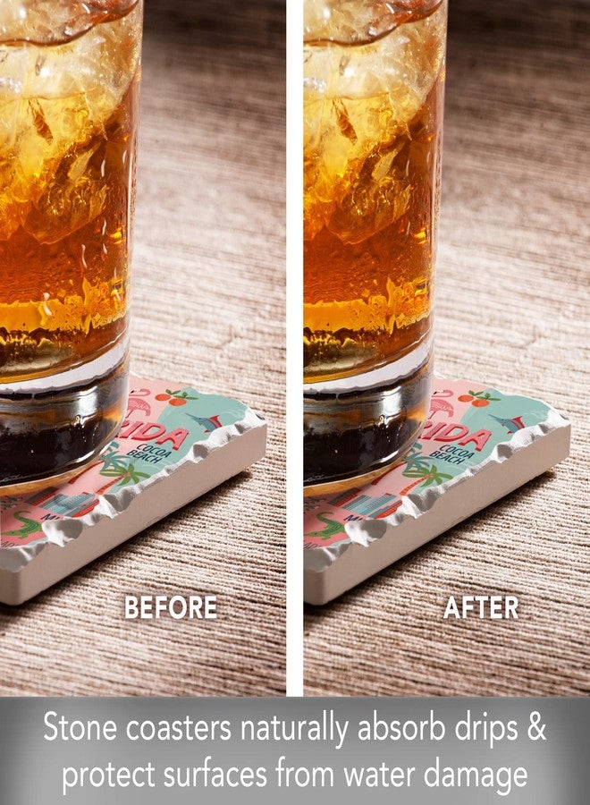Counterart Thirstystone Florida Attractions 4 Pack Tumbled Tile Stone Coasters with Protective Cork Backing 4" Square Manufactured in The USA - Image 3