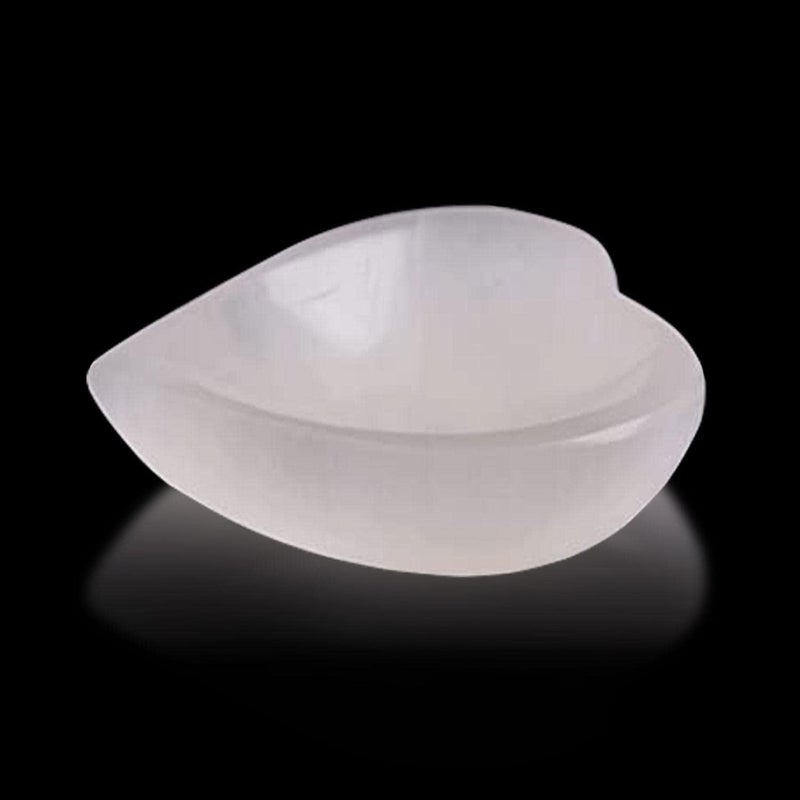 Himalayan Glow Natural Selenite Bowl Heart Shape Selenite Crystal - 10 cm for Reiki Healing Meditation & Decoration, Idle for Gift, Home, Office, White
