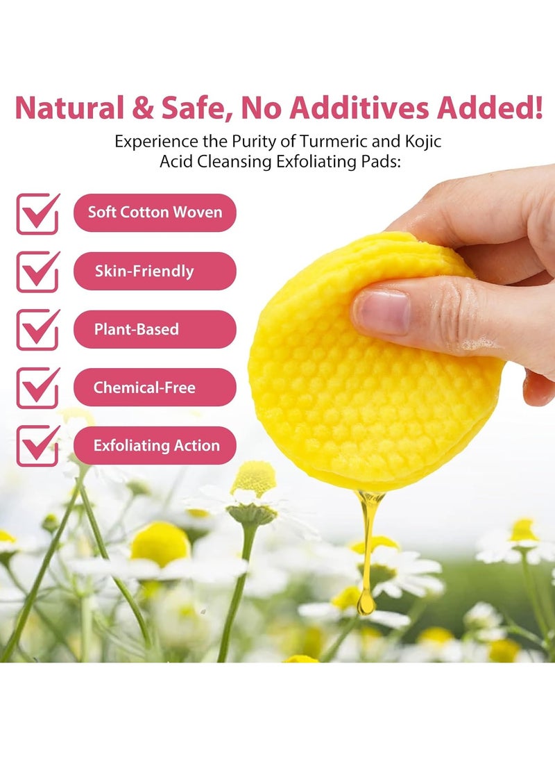 DubaiGallery Turmeric and Kojic Acid Cleansing Pads, Turmeric and Kojic Acid Facial Pads for Cleansing and Exfoliating Women's Sponge Pack - Image 2