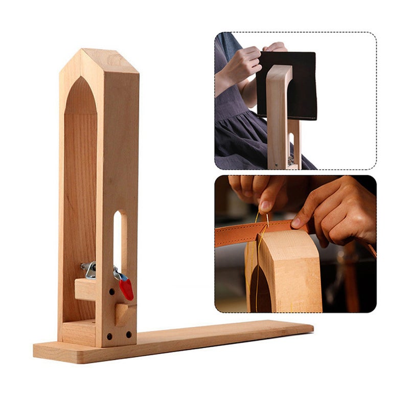 Leather Hand Stitching Fixture Wooden Leather Fix Clamp Leather Sewing Tool DIY Leathercraft Wood Clamp - Image 5