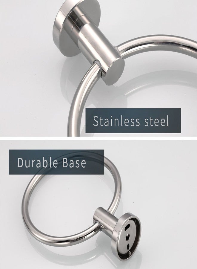 BESy SUS304 Stainless Steel Bathroom Hand Towel Ring Towel Holder, Wall Mounted with Screws, Heavy Duty Round Pedestal, Polished Chrome Finish - Image 3