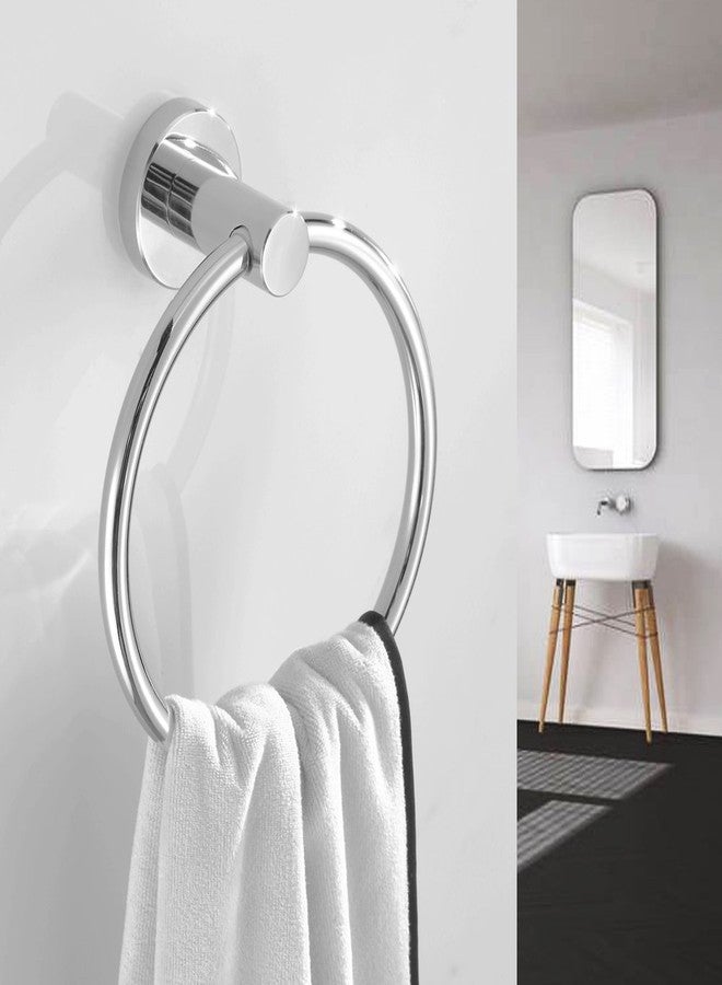 BESy SUS304 Stainless Steel Bathroom Hand Towel Ring Towel Holder, Wall Mounted with Screws, Heavy Duty Round Pedestal, Polished Chrome Finish - Image 2