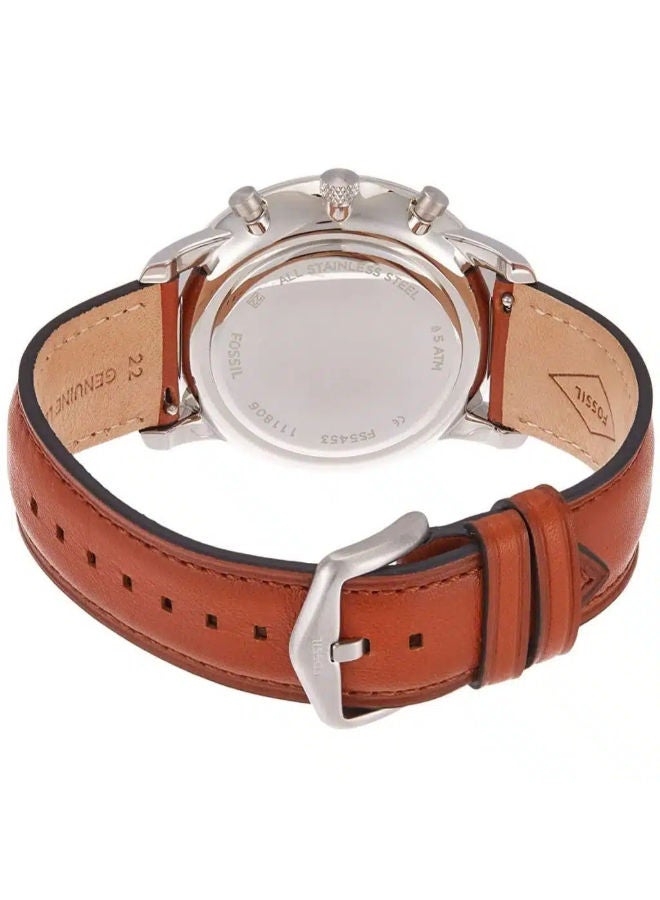 FOSSIL Men Leather Chronograph Wrist Watch FS5453 - Image 3