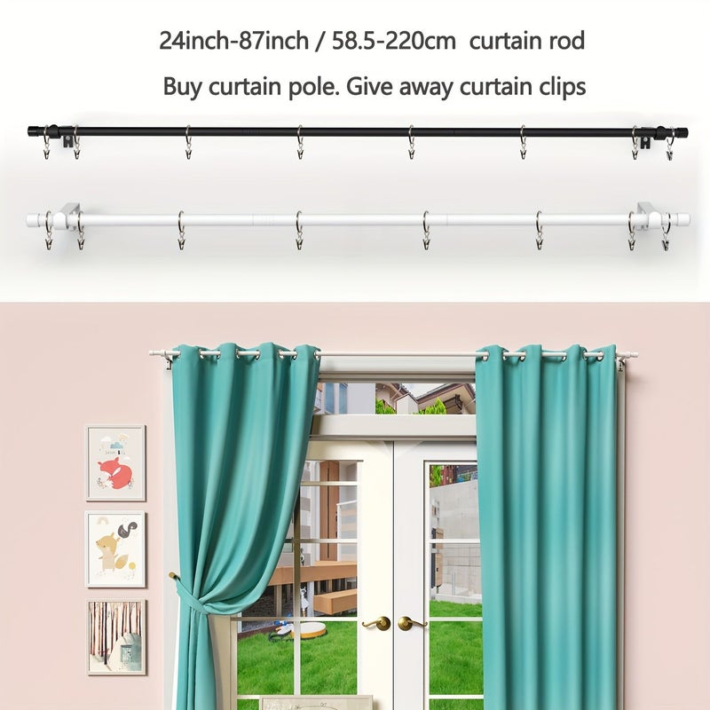Easy Practical Black Curtain Rod 0 63 Inch Diameter For 23 To 44 Inch Windows Wear Resistant Easy Install - Image 1