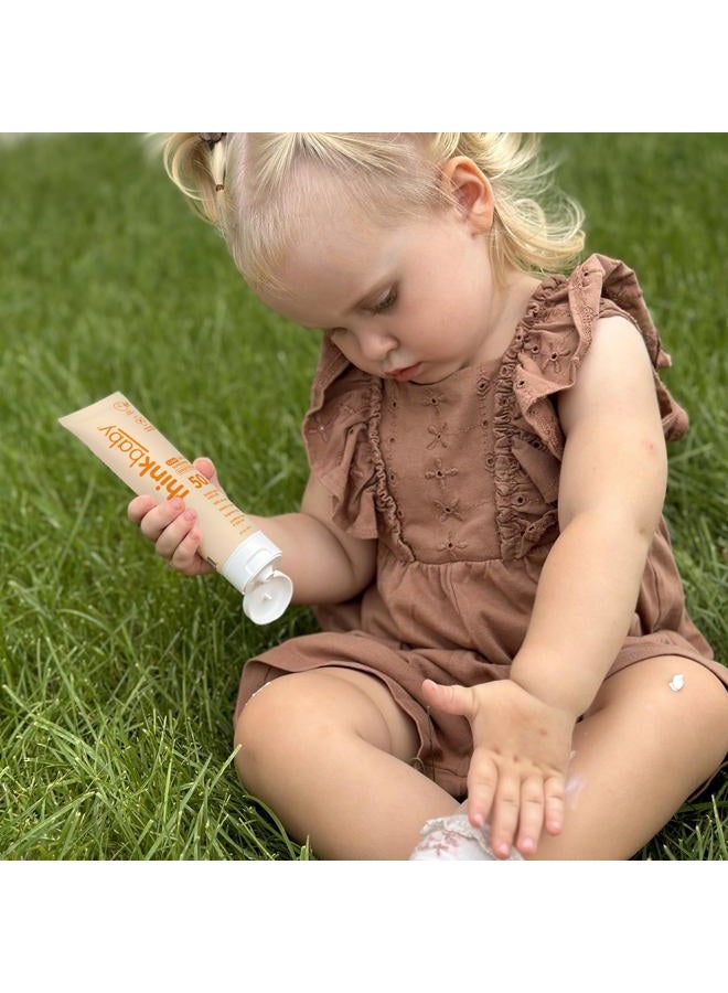 Thinkbaby Mineral Sunscreen for Sensitive Skin, SPF 50 Clear Zinc Oxide Baby Sunblock, 3 Fl Oz, Broad Spectrum UVA/UVB Protection, Natural, Water Resistant, Reef Safe, Vegan - Image 3