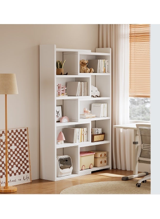 Corner Bookcase, 146cm Wooden Corner Bookcase, 5-Tier L-Shaped Freestanding Storage Cabinet, Large Open Bookshelf with Fixtures, Suitable for Living Room, Bedroom, Study, Office (White) - Image 2