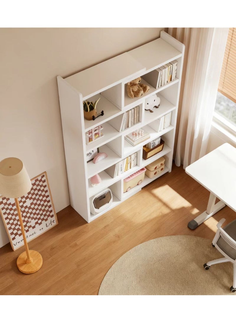 Corner Bookcase, 146cm Wooden Corner Bookcase, 5-Tier L-Shaped Freestanding Storage Cabinet, Large Open Bookshelf with Fixtures, Suitable for Living Room, Bedroom, Study, Office (White) - Image 3