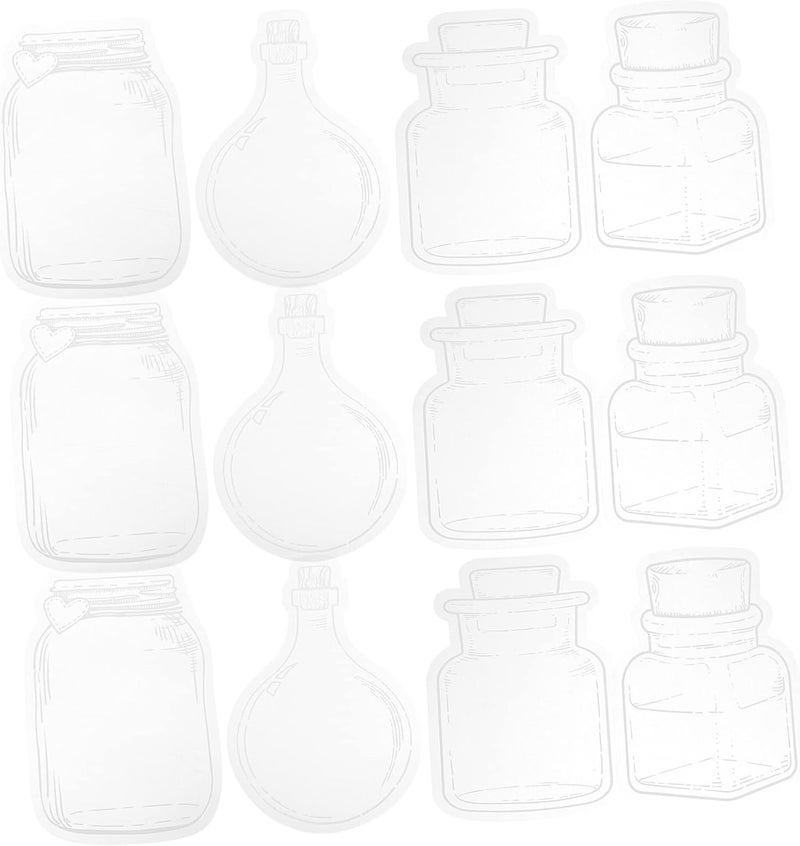 Healifty 20Pcs Transparent Jar Stickers for Scrapbooking DIY Craft Decoration Scrapbook Material with Adhesive Lightweight Design for Canvas Surfaces - Image 1