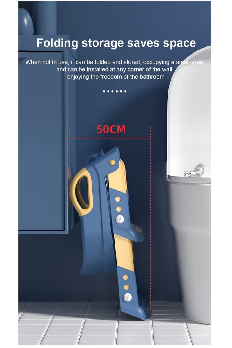 مقعد تدريب على استخدام المرحاض مع سلم، مقعد مرحاض قابل للطي للتدريب مع مقاعد متدرجة للأولاد والبنات 2 في 1 مقعد مرحاض للأطفال قابل للتعديل مع وسائد مضادة للانزلاق ووسادة مريحة - Image 5