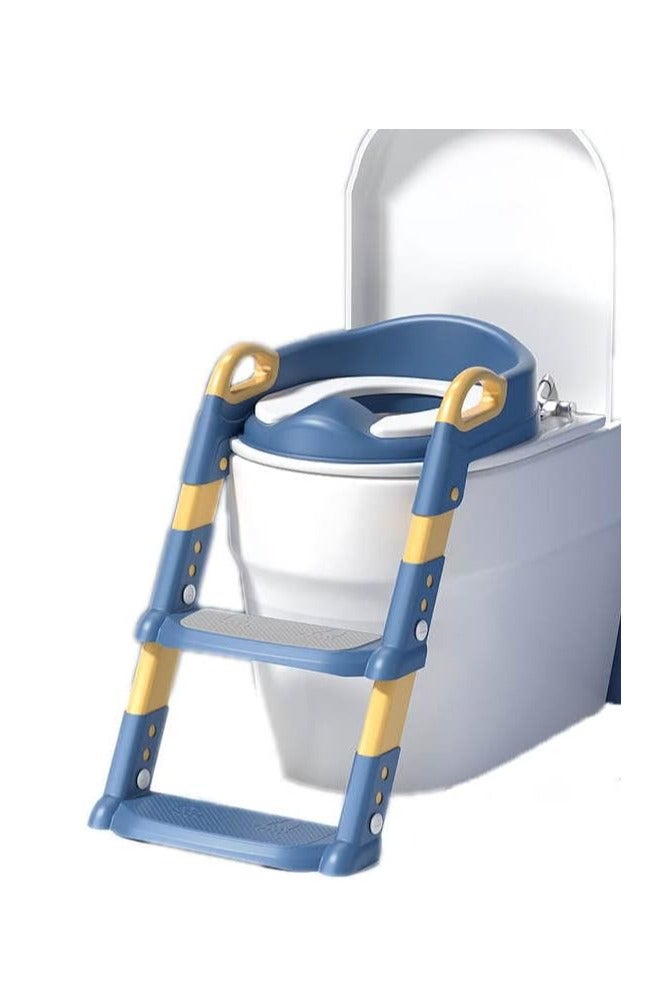 مقعد تدريب على استخدام المرحاض مع سلم، مقعد مرحاض قابل للطي للتدريب مع مقاعد متدرجة للأولاد والبنات 2 في 1 مقعد مرحاض للأطفال قابل للتعديل مع وسائد مضادة للانزلاق ووسادة مريحة - Image 1