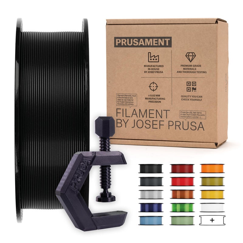 Prusament 3D Printer Premium Filament PETG Jet Black 1.75mm - 1kg Spool - High Precision Â±0.02 mm - Low Stringing - Strong Layer Bond - No Tangling - Ideal for Beginners & Professionals - Image 1
