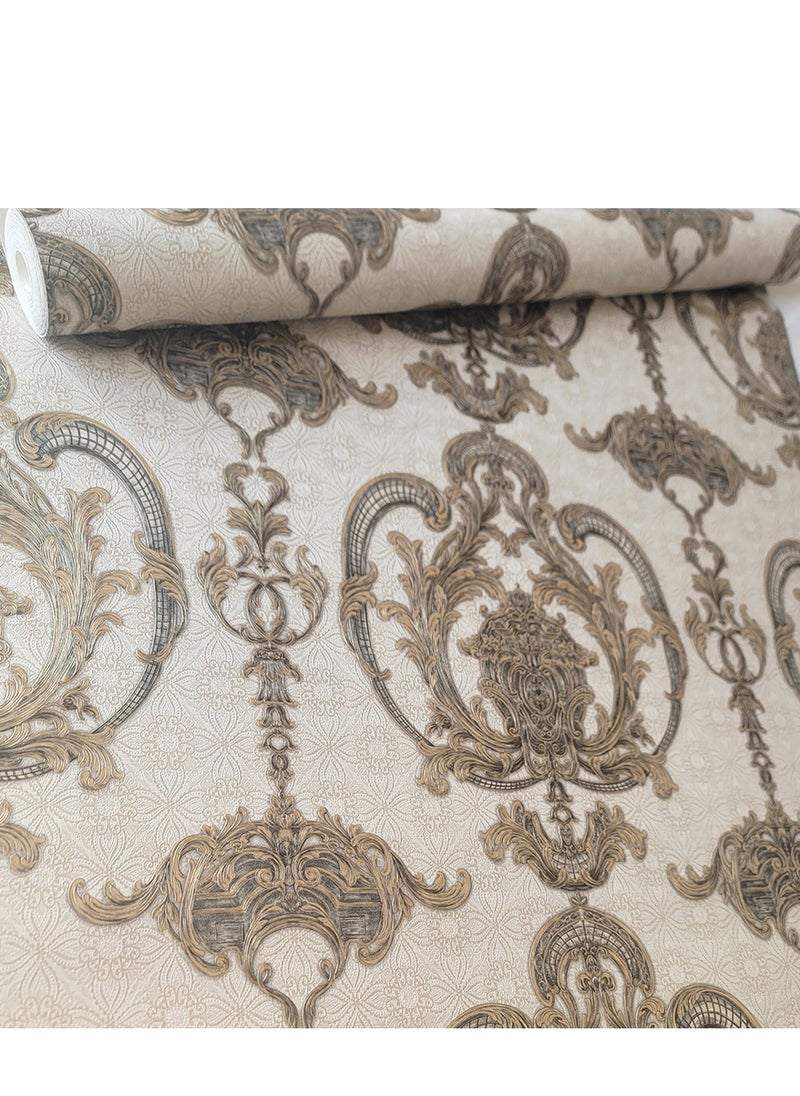 MAF Wallpaper MAF Wallpaper BR7139 Classic Vintage Design Wallpaper, Non-Woven Wallpaper for living room, bedroom, Hotels, Restaurants, Spa Room..& more - Golden Brown  - Image 1