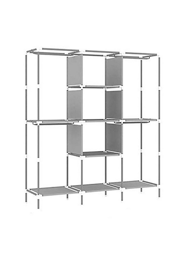 Shopper52 Fancy & Portable Fabric Collapsible Wardrobe Storage Rack - Brown | Foldable Clothes Closet Organizer | 3-Door Cupboard Almirah for Home & Bedroom | Multipurpose Wardrobe Shelf - Image 3