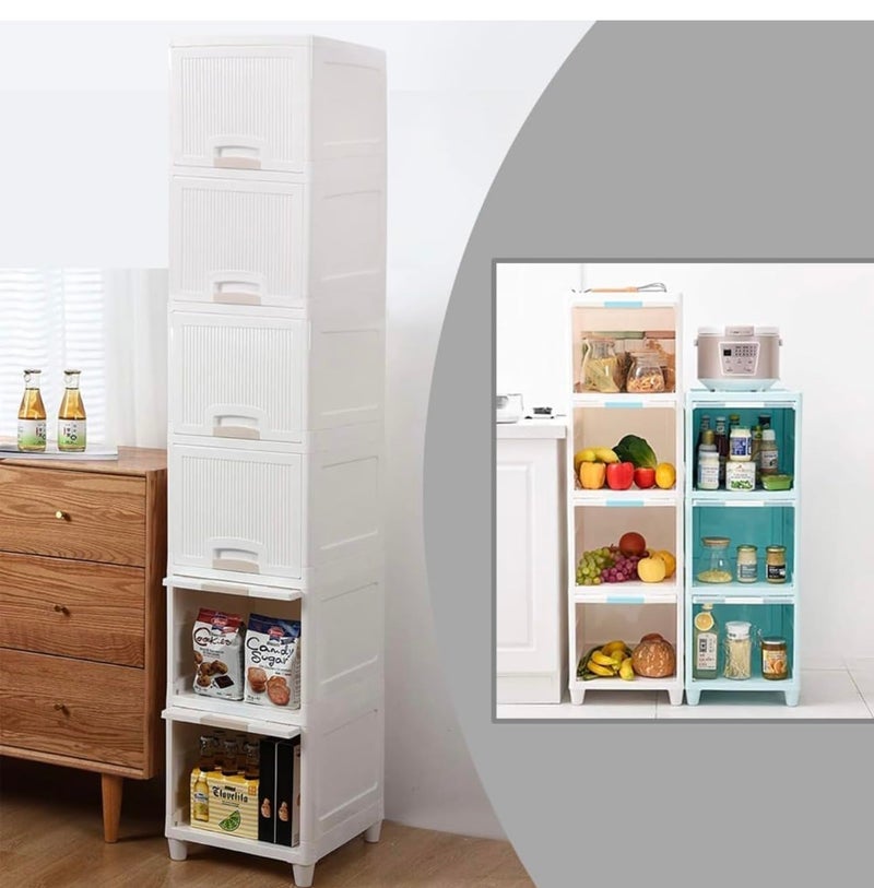 Lamok Multipurpose Stackable Cupboard Drawer for Clothes, Kitchen Item Storage; Wardrobe Cabinet Organizer for Home, Office (Cupboard Single Door, 6 Tier) - Image 1