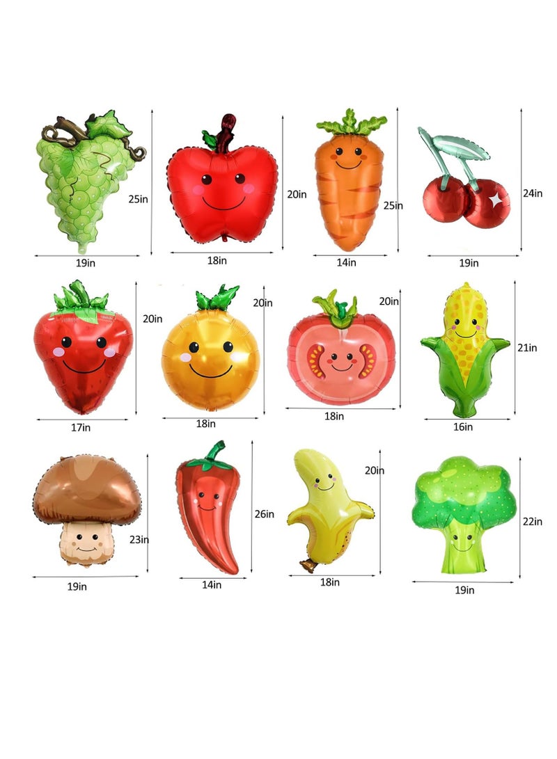 12 Vegetable and Fruit Shaped Balloons, Inflatable Toys In The Shape of Grapes, Apples, Oranges, Mushrooms, Peppers, Corn, Kitchen Themed Party Decorations,Family Fruit Party Game Props - Image 3