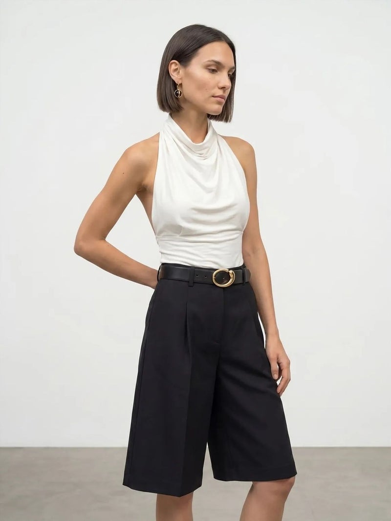 DILVIN Fitted Sleeveless Cowl Neck Blouse - Image 4