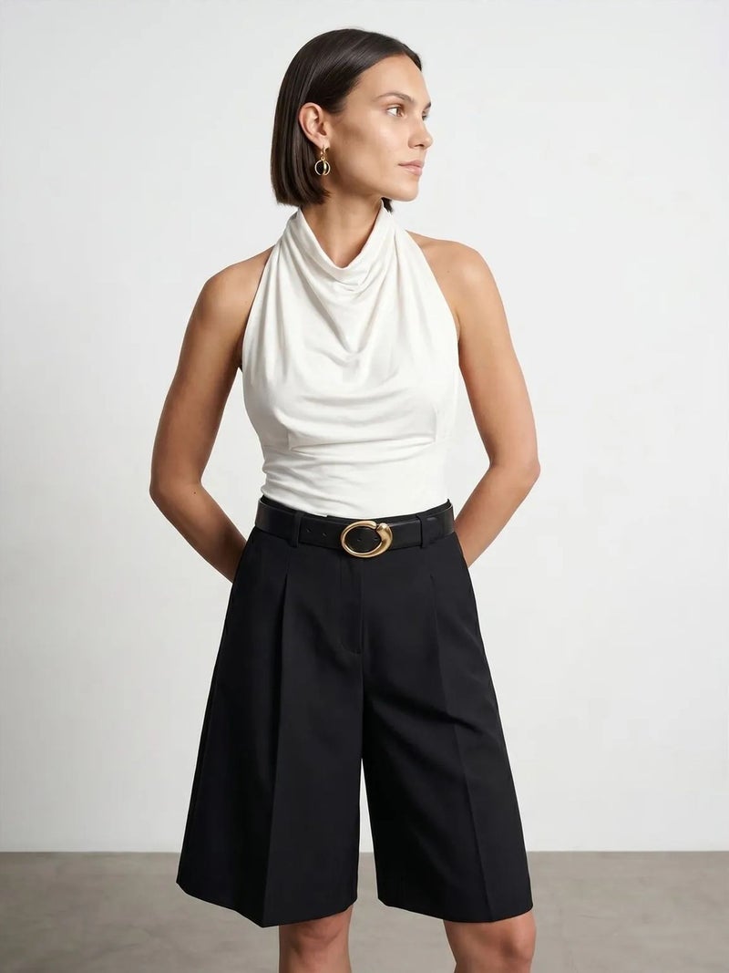 DILVIN Fitted Sleeveless Cowl Neck Blouse - Image 1
