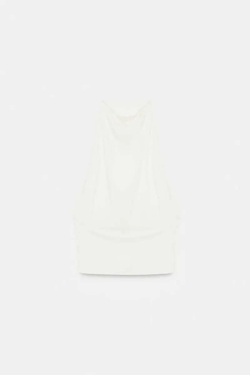 Dilvin White DILVIN Fitted Sleeveless Cowl Neck Blouse for Women | Best Price UAE