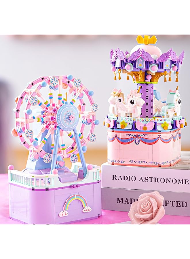 Excefore Music Box Building Toys 874Pcs Rotating Carousel Diy Construction Set For Kids & Adults Stem Block Toy Ideal Birthday Gift For Boys & Girls 8 9 10 11 12 Years Old - Image 4