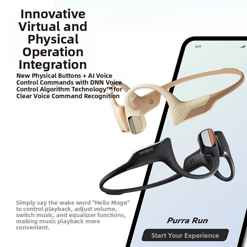 Mojawa Purra Run Sport Bluetooth Bone Conduction Headphones, Wireless with Long Battery Life, Black - Image 4