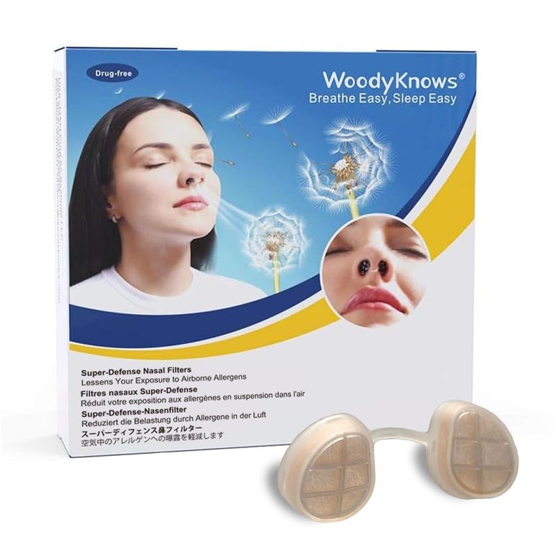 WoodyKnows Super-Defense Nasal Filters, Seasonal Allergies and Industrial Pollution aid, Public Transportation and pet Grooming Protection (Trial, Round, S/M/L/XL) - Image 1