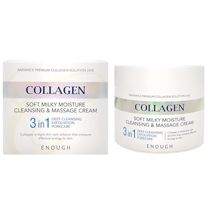 Enough Collagen Moisture Cleansing & Massage Cream, Face and Body Essentials Moisturizer for Massage Therapy, Korean Skin Care Deep Hydrating Makeup Remover (White - Soft Milky 3in1, 10.58 oz) - Image 2