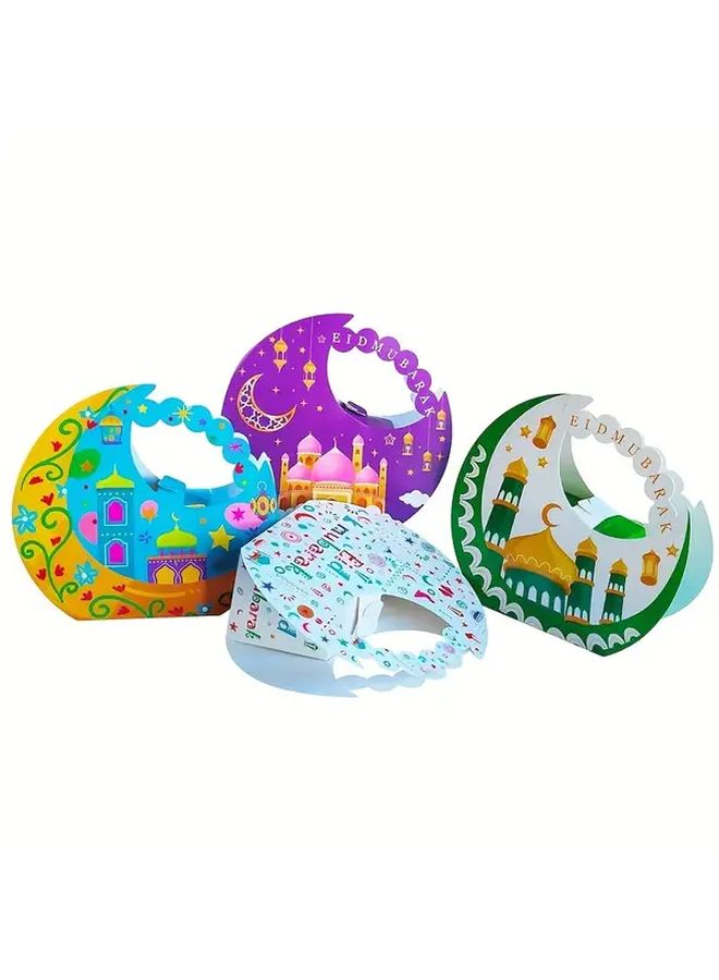 Sky Blue Eid Moon Shaped Candy Boxes 8 Pieces Ramadan Gift Packaging 7 28x2 8x6 7 Inches - Image 1