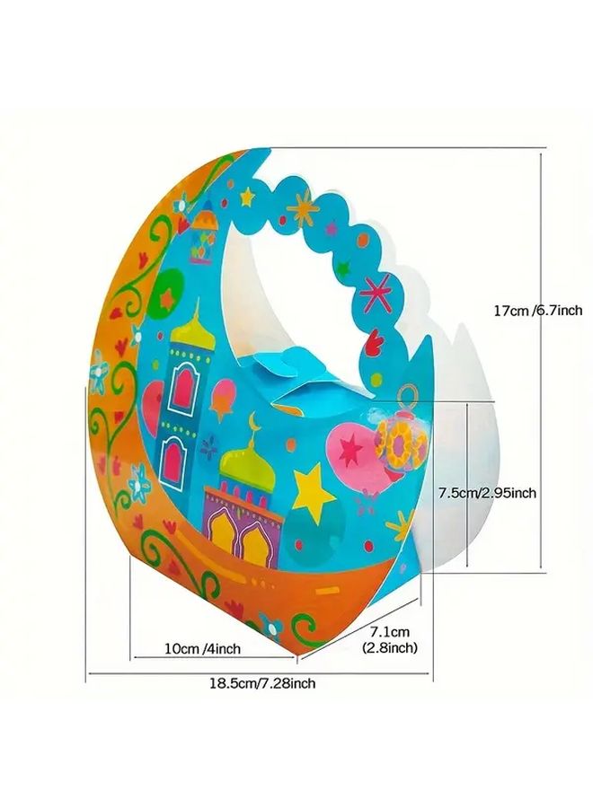 Sky Blue Eid Moon Shaped Candy Boxes 8 Pieces Ramadan Gift Packaging 7 28x2 8x6 7 Inches - Image 3