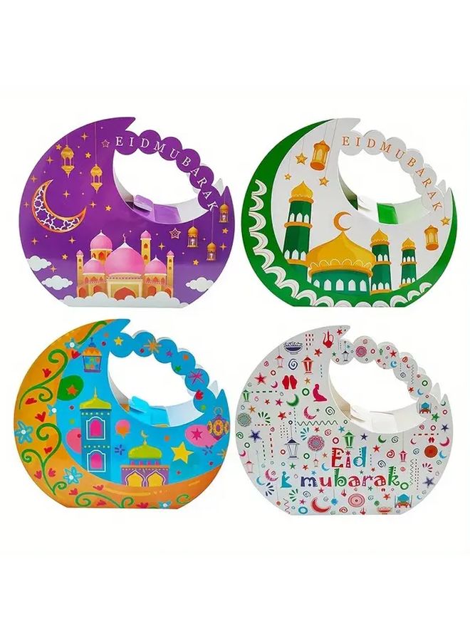 Sky Blue Eid Moon Shaped Candy Boxes 8 Pieces Ramadan Gift Packaging 7 28x2 8x6 7 Inches - Image 2