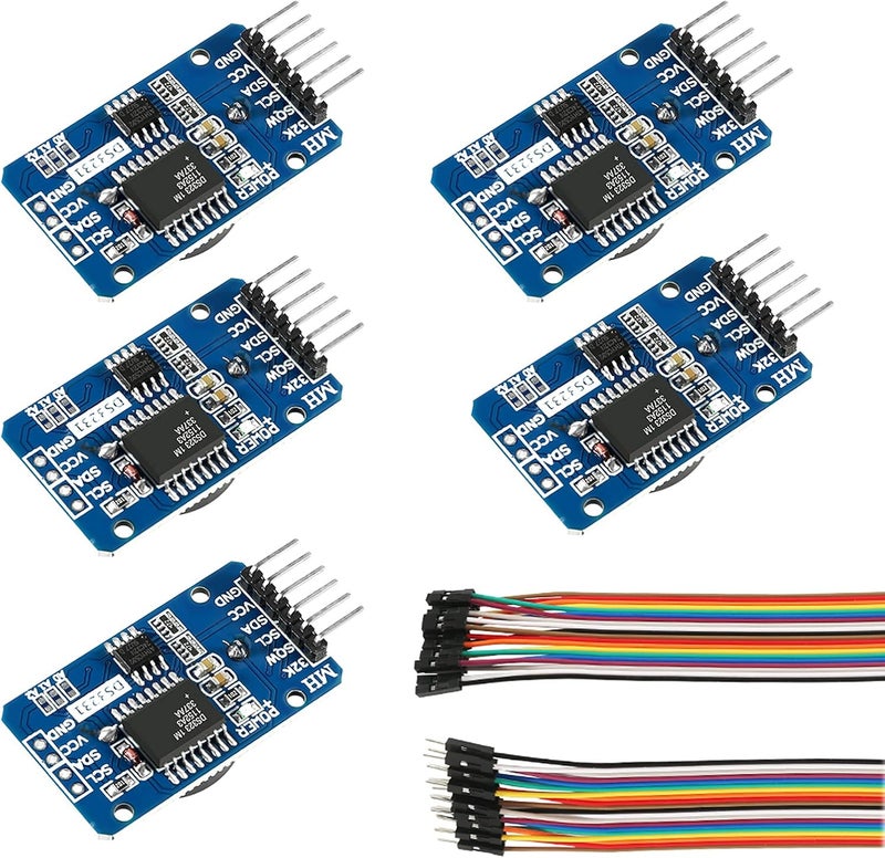 DORHEA 5PCS DS3231 Real Time Clock Module RTC AT24C32 IIC Timer Alarm RTC Clock 3.3V - 5 .5V Alarm Clock Breakout Memory Board with Jumper Wire Cable - Image 1