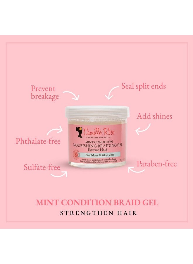 Camille Rose Mint Condition Braid Gel, with Aloe and Sea Moss, for Moisture, Shine, and Curly to Coily Hair Types, 12 oz - Image 4