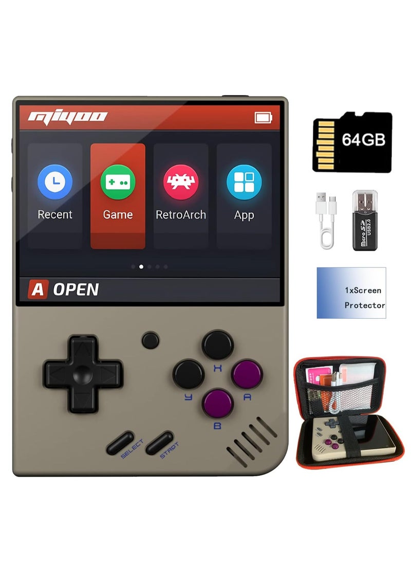 Grey Mini Plus Handheld Game Console with Storage Case, 3.5 IPS Screen, 64G TF Card Loaded with 10,000+ Games, Long-lasting Battery for 7+ Hours of Gaming, Supports Wireless Network Connectivity. - Image 1