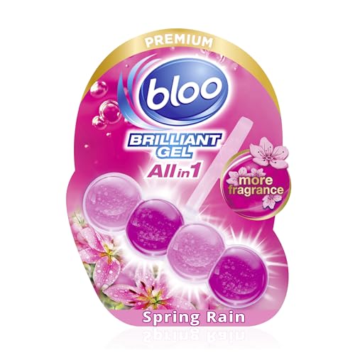 Bloo Brilliant Gel All in 1 Toilet Rim Block Cleaner, Spring Rain Fresh Scent, for All-Around Cleanliness, Long Lasting Freshness and Brilliant Shine, 42g - Image 1