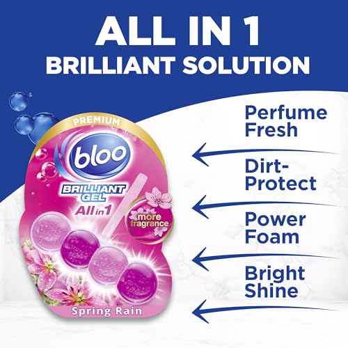 Bloo Brilliant Gel All in 1 Toilet Rim Block Cleaner, Spring Rain Fresh Scent, for All-Around Cleanliness, Long Lasting Freshness and Brilliant Shine, 42g - Image 3