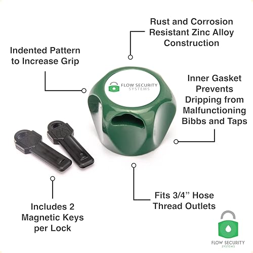 Flow Security Systems The Flow Security Systems Faucet Lock II | Magnetic Key | Prevents Water Theft, Secures Outdoor Taps, Promotes Water Conservation | Fits Most Outdoor Hose Bibbs | FSS 500 | Keyed Randomly | 1 Pack - Image 2