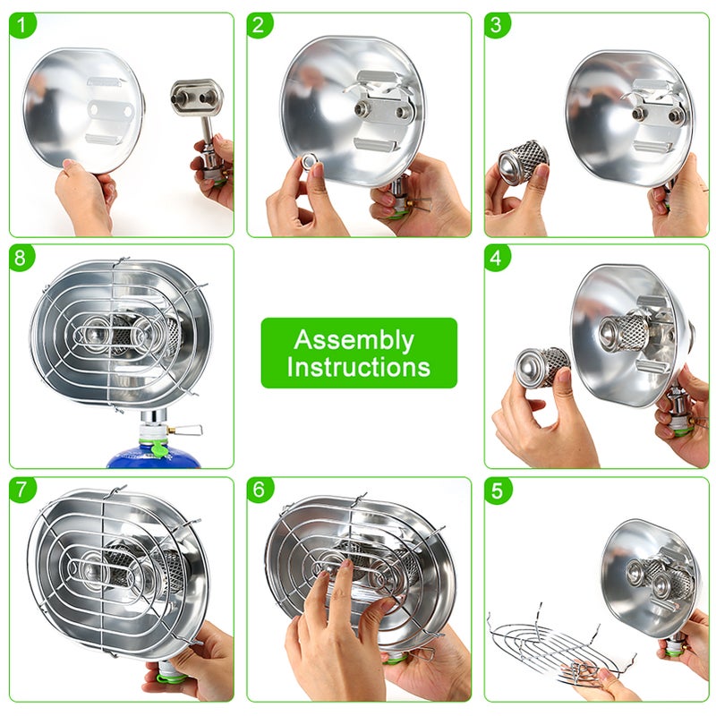Double Head Outdoor Heater Portable Infrared Ray Camping Heating Stove Warmer Heating Gas Stove with Gas Tank Adapter - Image 3