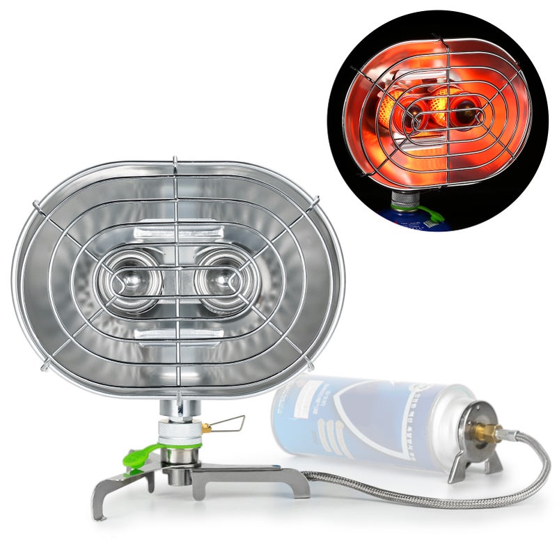 Double Head Outdoor Heater Portable Infrared Ray Camping Heating Stove Warmer Heating Gas Stove with Gas Tank Adapter - Image 1