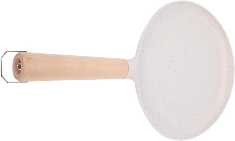 Aramox Tawa Flat Griddle Pan, 12 Inch Nonstick Skillet for Roti, Crepes, Pancakes, Quesadillas, Induction Compatible, PFOA Free, Wood Handle (Beige) - Image 2