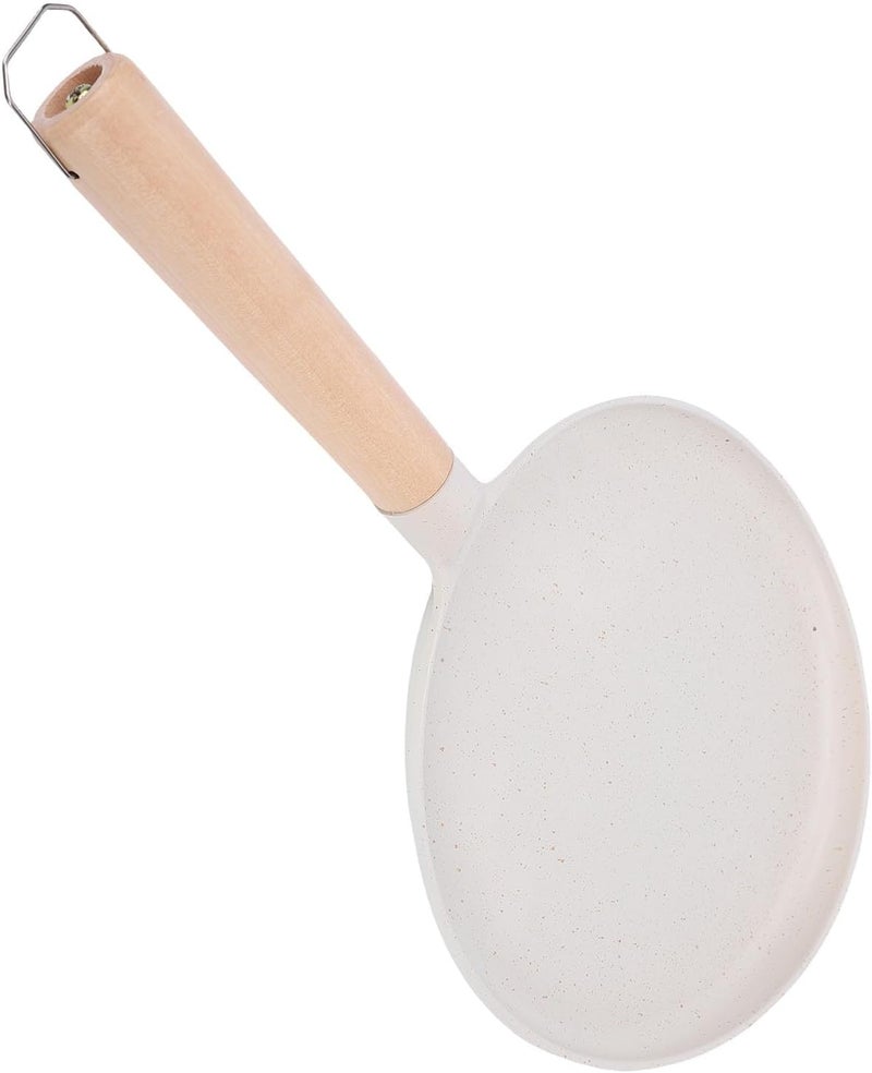 Aramox Tawa Flat Griddle Pan, 12 Inch Nonstick Skillet for Roti, Crepes, Pancakes, Quesadillas, Induction Compatible, PFOA Free, Wood Handle (Beige) - Image 4