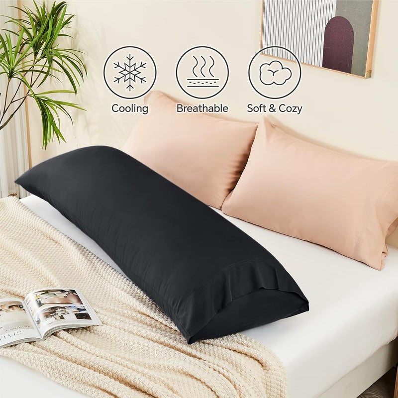 BEDELITE Condition adaptive build Body Pillow Cover Long Pillow Case, Rayon Made from Bamboo, Breathable & Silky Soft Body Pillow Pillowcase, Cooling Full Body Pillow Case for Hot Sleepers, Night Sweats(Black, 20x54 Inches) Daily repeated use trusted quality - Image 5
