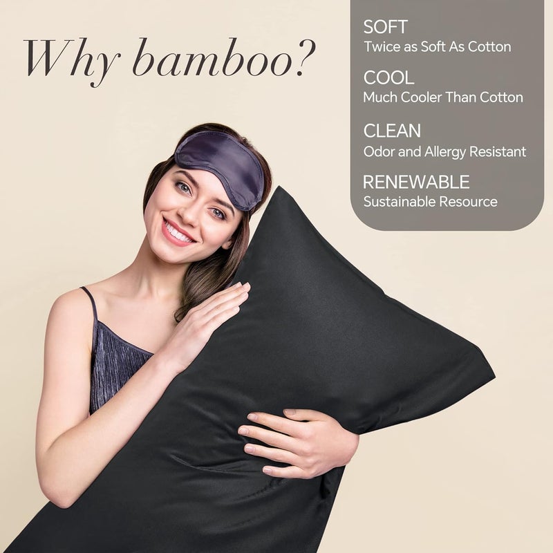 BEDELITE Condition adaptive build Body Pillow Cover Long Pillow Case, Rayon Made from Bamboo, Breathable & Silky Soft Body Pillow Pillowcase, Cooling Full Body Pillow Case for Hot Sleepers, Night Sweats(Black, 20x54 Inches) Daily repeated use trusted quality - Image 2