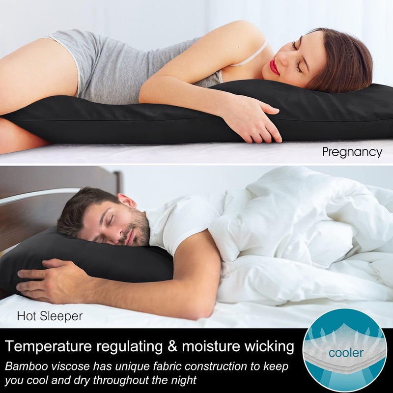 BEDELITE Condition adaptive build Body Pillow Cover Long Pillow Case, Rayon Made from Bamboo, Breathable & Silky Soft Body Pillow Pillowcase, Cooling Full Body Pillow Case for Hot Sleepers, Night Sweats(Black, 20x54 Inches) Daily repeated use trusted quality - Image 3