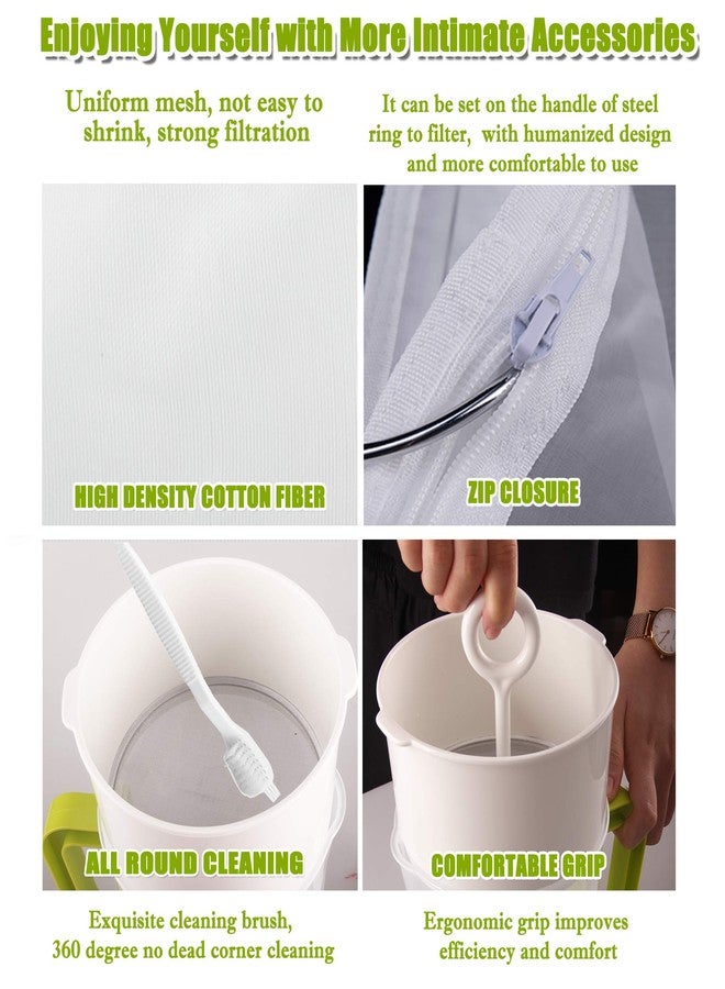 HOCTRAKA Multiple Usage Food Strainer Greek Yogurt Strainer Maker with 200 Micron Nylon Cheesecloth Bag Food Grade Polycarbonate and Stainless Steel Mesh BPA-Free, Soy Milk Juice Tea Filter 1.5-Quart - Image 4