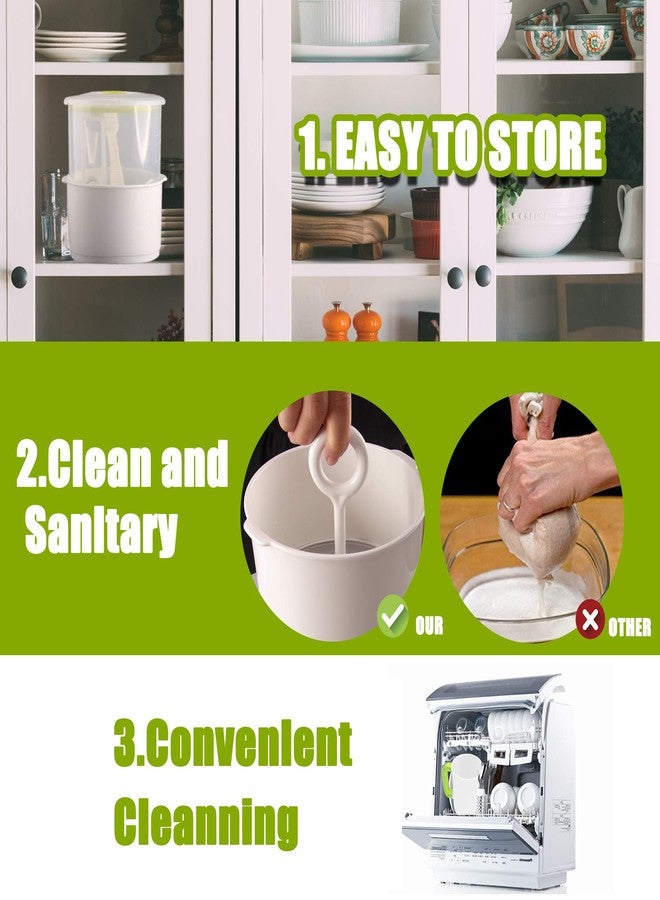 HOCTRAKA Multiple Usage Food Strainer Greek Yogurt Strainer Maker with 200 Micron Nylon Cheesecloth Bag Food Grade Polycarbonate and Stainless Steel Mesh BPA-Free, Soy Milk Juice Tea Filter 1.5-Quart - Image 5