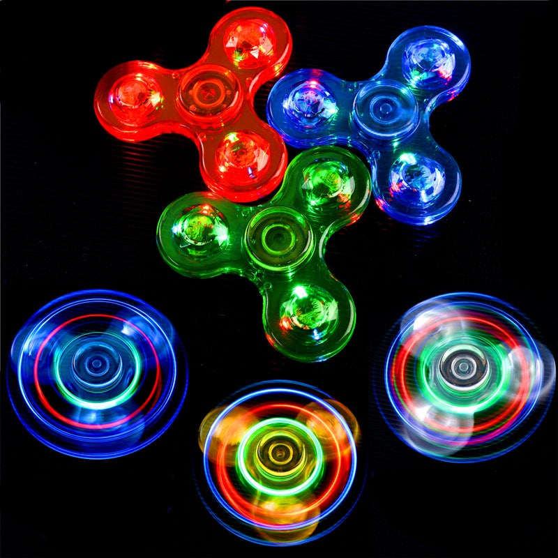 Crystal LED Light-Up Fidget Spinner - Eco-Friendly PC Material Stress Relief Toy - Image 1